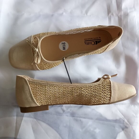 Cliffs by White Mountain Bodhi Ballet Flats 9.5 Wide Natural Metallic NWOB - Picture 10 of 10